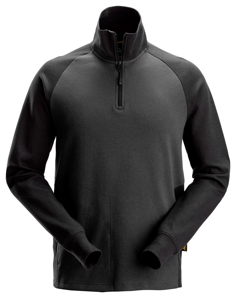 Zweifarbiges Sweatshirt mit Halbreißverschluss