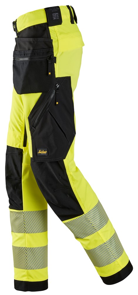 High-VIS, Stretch-Arbeitshose mit Holstertaschen, Warnschutzklasse 2