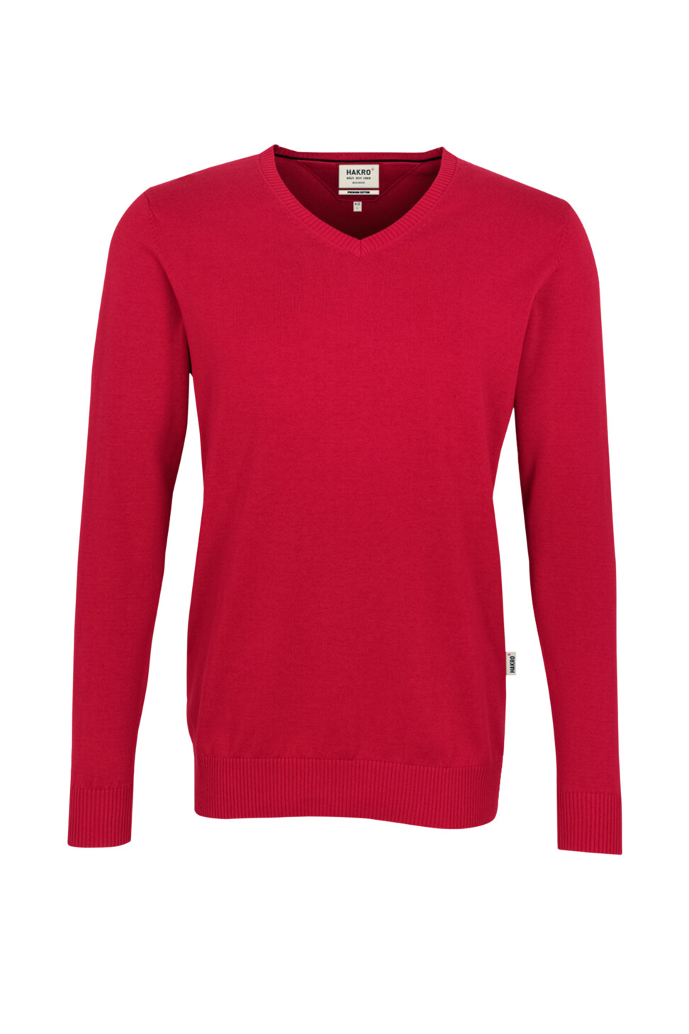 Hakro V-Pullover Baumwolle 002-rot M
