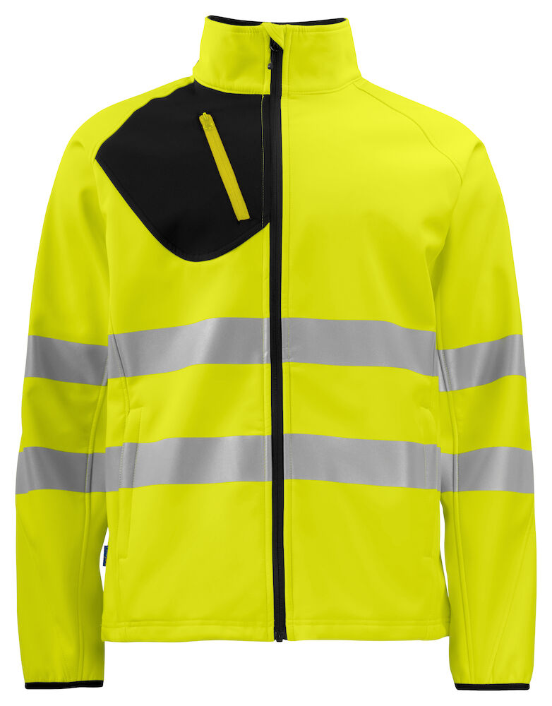 6432 2 LAGIGE WARNSCHUTZ SOFTSHELL JACKE EN ISO 20471 KLASSE 3/2 11 gelb/schwarz hv S