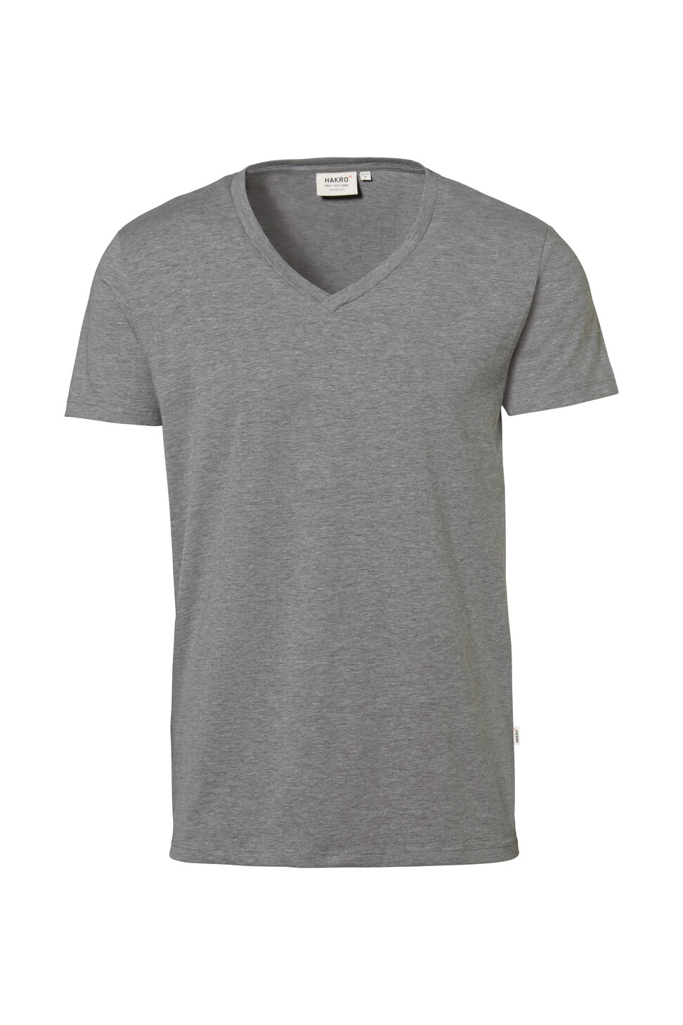Hakro Stretch-Shirt mit V-Ausschnitt 015-grau meliert M