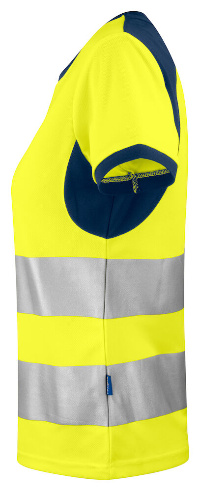 6012 DAMEN T-SHIRT EN ISO 20471 KL. 2 10 gelb/marine hv 2XL