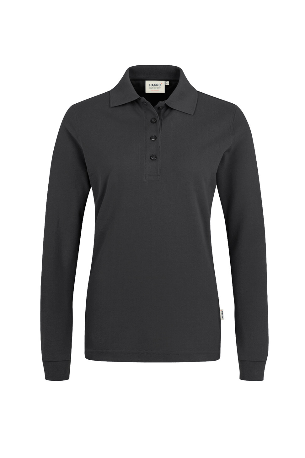 Hakro Damen Longsleeve-Poloshirt Mikralinar 064-karbongrau 3XL