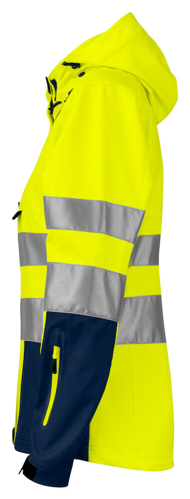 6423 FUNKTIONELLE SOFTSHELL DAMENJACKE EN ISO 20471 KLASSE 3 /2 10 gelb/marine hv 3XL