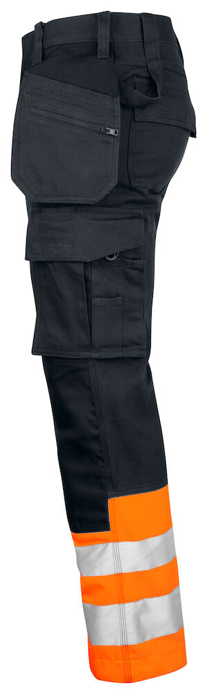 6530 WARNSCHUTZ ARBEITSHOSE MIT HÄNGETASCHEN EN ISO 20471 KLASSE 1 MODERNER SCHNITT 1799 orange/schwarz D120, Kurz
