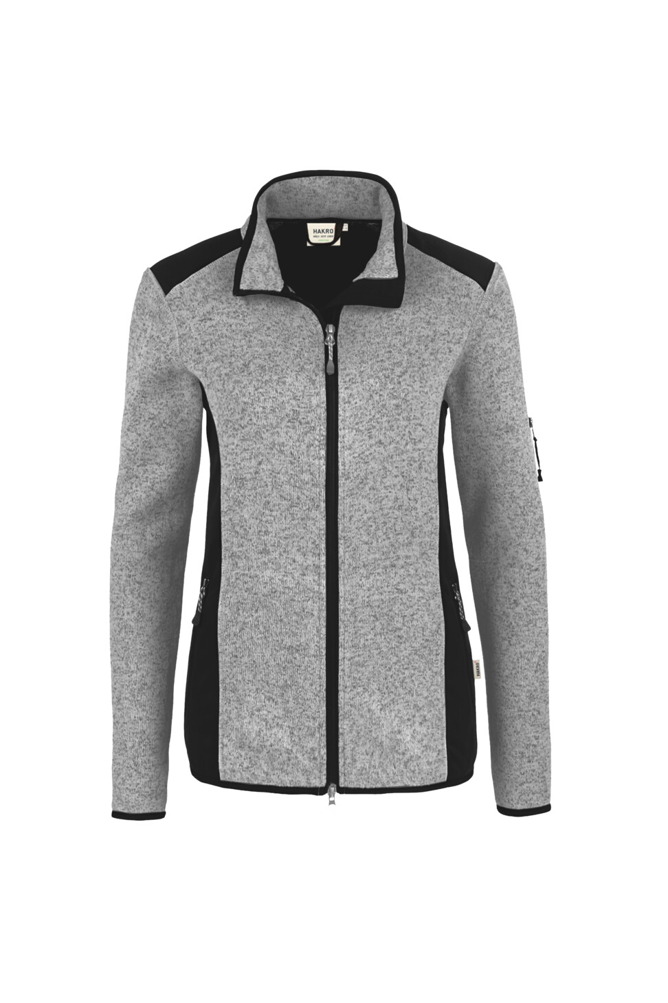Hakro Damen Strickfleecejacke Churchill 015-grau meliert XL