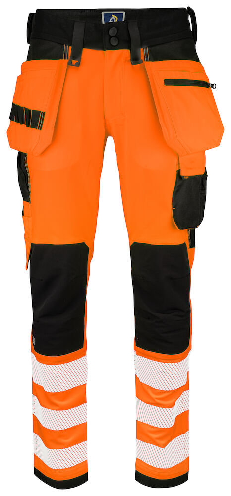 6573 BUNDHOSE VOLLSTRETCH MIT HÄNGETASCHEN EN ISO 20471 KLASSE 2 1799 orange/schwarz C52, Standard