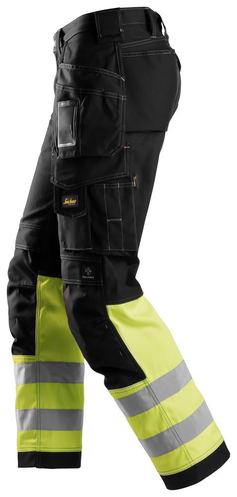 High-Vis-Arbeitshose aus Baumwolle mit Holstertaschen, Warnschutzklasse 1