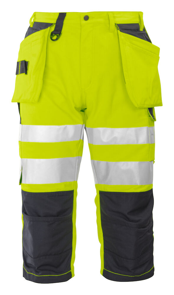 6510 PIRATENHOSE MIT KNIEVERSTÄRKUNG UND HÄNGETASCHEN EN ISO 20471 KLASSE 2 11 gelb/schwarz hv C62, Standard