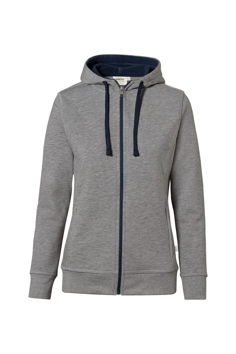 Hakro Damen Kapuzenjacke Bonded 015034-grau meliert/tinte M