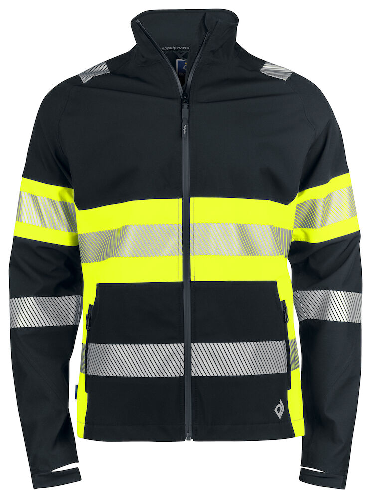 6442 WIND- UND WASSERDICHTE SOFTSHELL JACKE EN ISO 20471 KLASSE 1 11 gelb/schwarz hv 2XL
