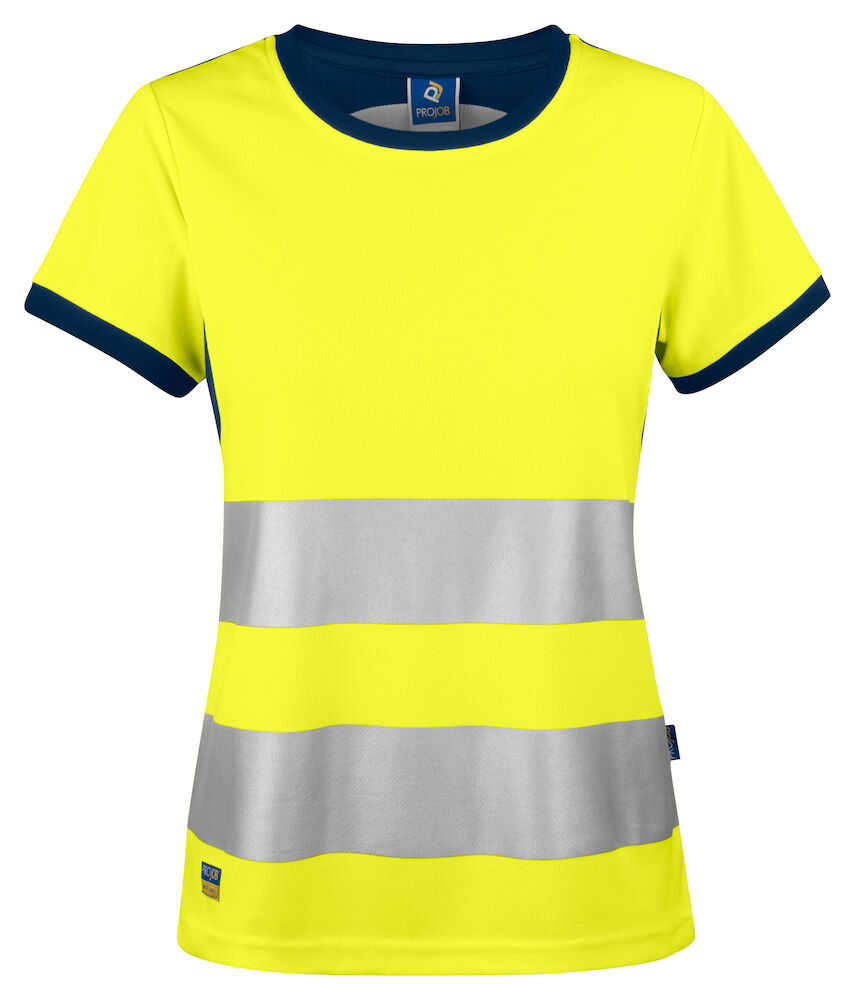6012 DAMEN T-SHIRT EN ISO 20471 KL. 2 10 gelb/marine hv 2XL