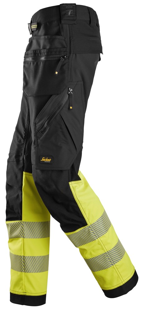 High-VIS, Stretch-Arbeitshose mit Holstertaschen, Warnschutzklasse 1