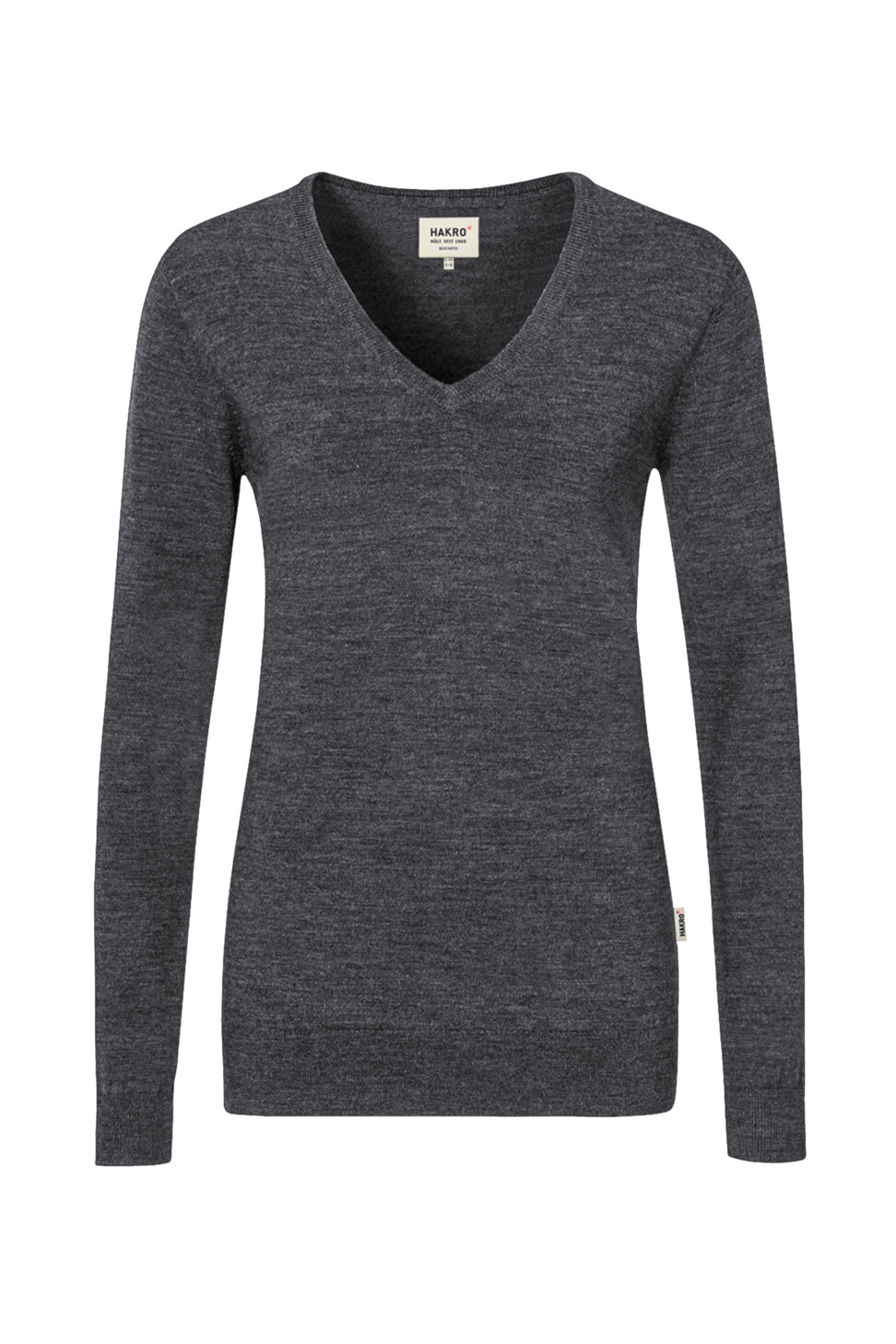 Hakro Merino-Pullover Damen 328-anthrazit meliert S