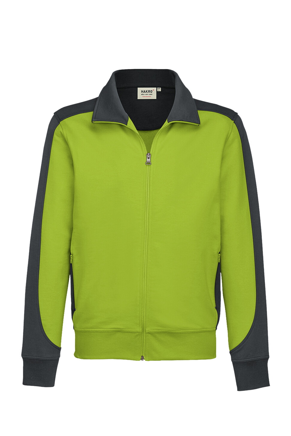 Hakro Mikralinar Sweatjacke Contrast 040-kiwi XS