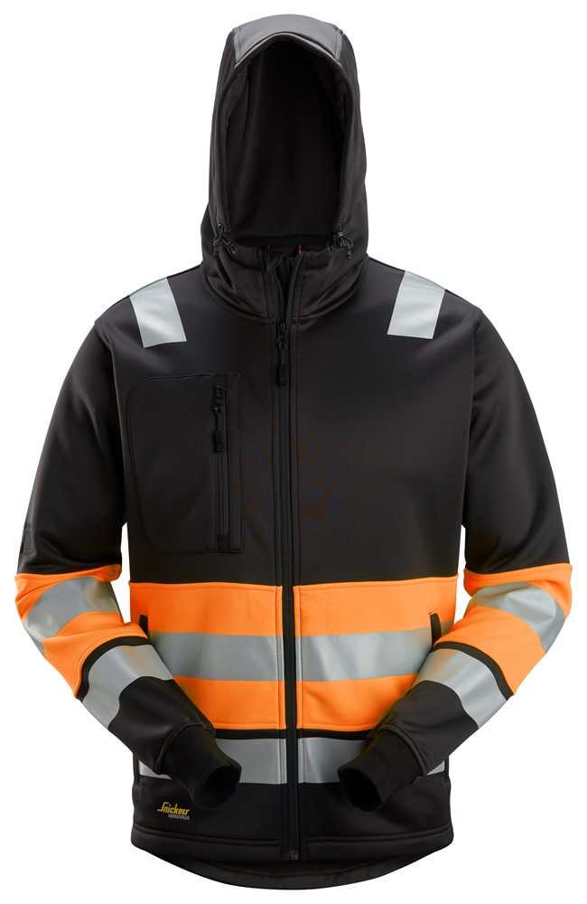 High-Vis-Kapuzenjacke mit durchgehendem Reißverschluss, Warnschutzklasse 1